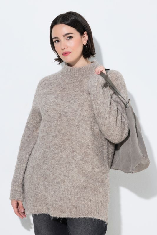 Boucle Knit Long Sleeve Turtleneck Sweater