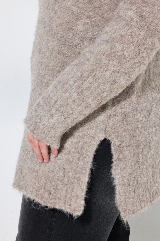 Boucle Knit Long Sleeve Turtleneck Sweater