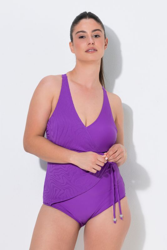Wrap Look Tonal Wave One Piece Swimsuit