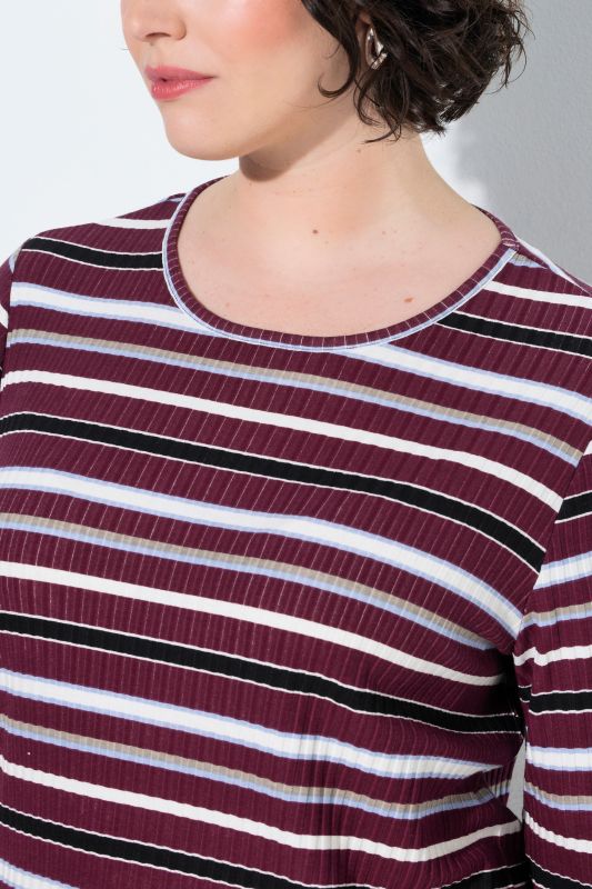 Striped Long Sleeve Ribbed Jersey Tee