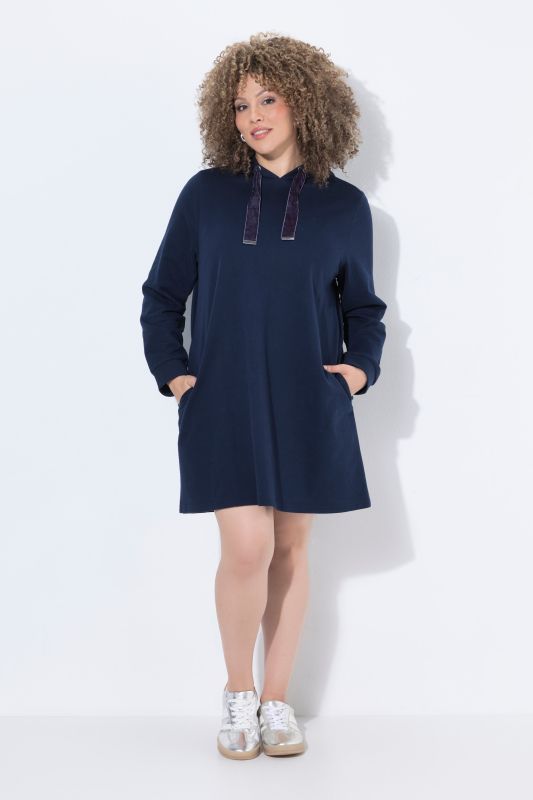 Velvet Drawstring Hooded Sweatshirt Dress