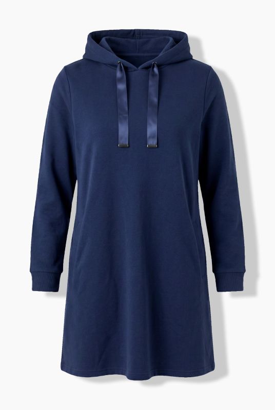 Velvet Drawstring Hooded Sweatshirt Dress