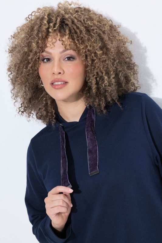 Velvet Drawstring Hooded Sweatshirt Dress