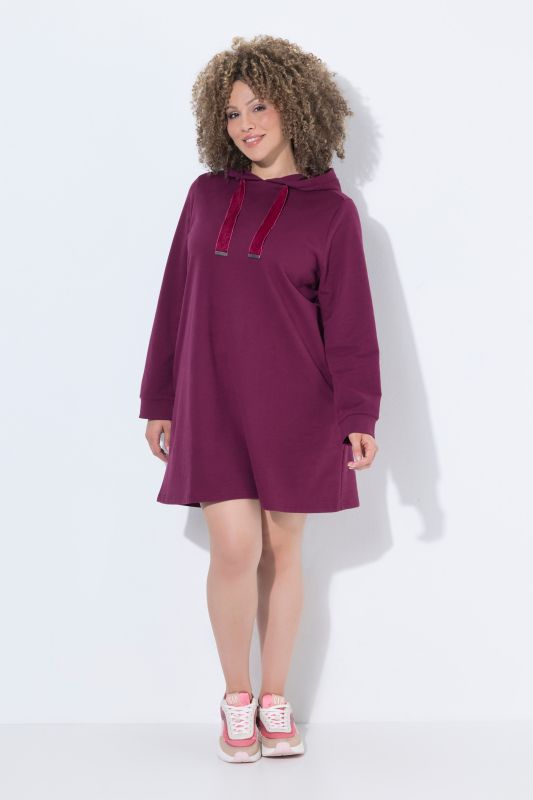Velvet Drawstring Hooded Sweatshirt Dress
