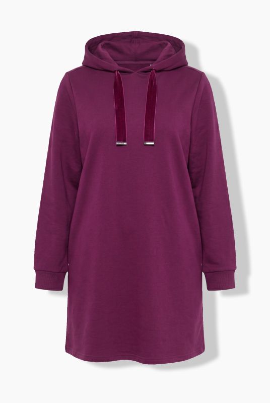 Velvet Drawstring Hooded Sweatshirt Dress