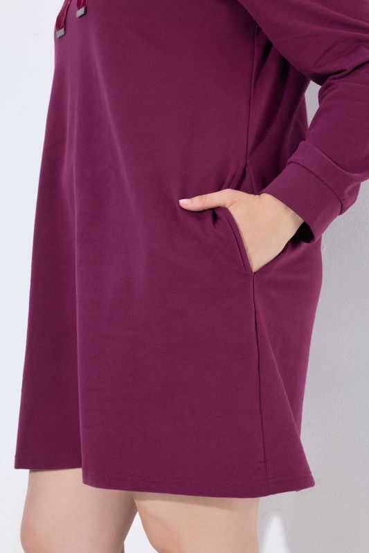 Velvet Drawstring Hooded Sweatshirt Dress