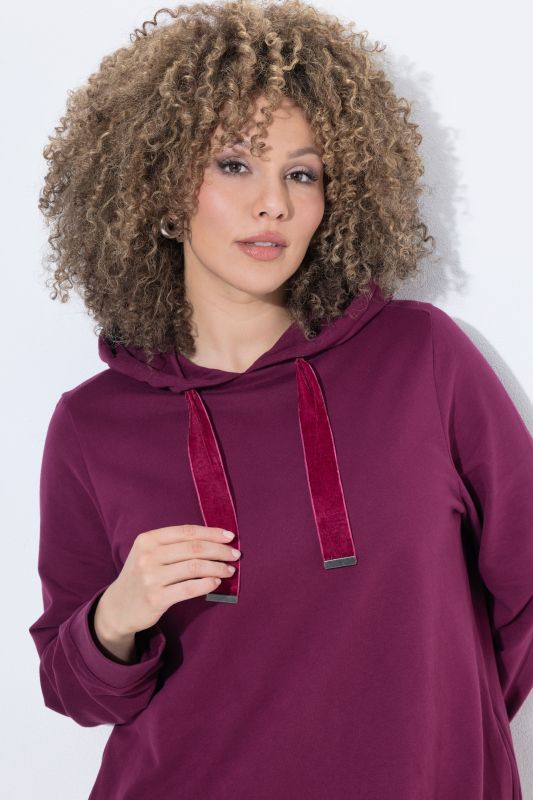 Velvet Drawstring Hooded Sweatshirt Dress