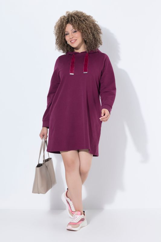 Velvet Drawstring Hooded Sweatshirt Dress