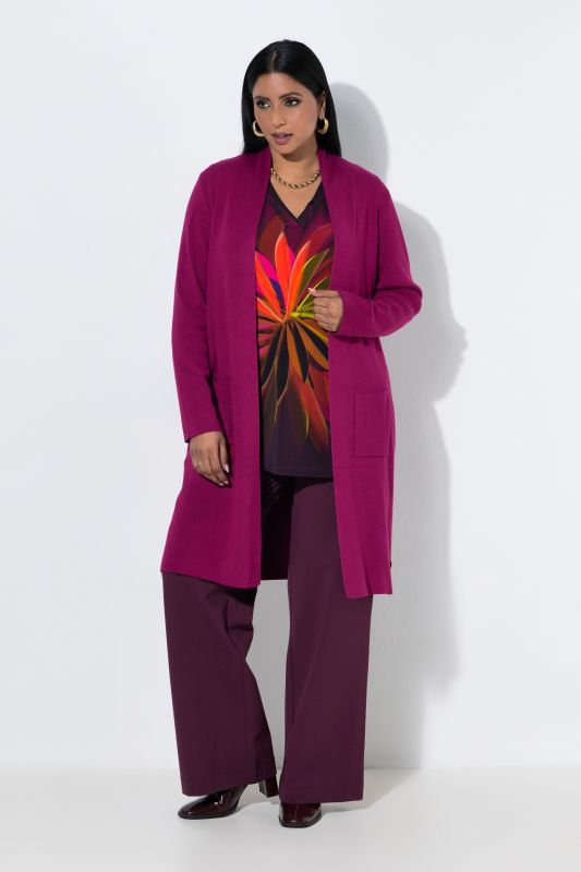 Long Pocket Open Front Cardigan Sweater