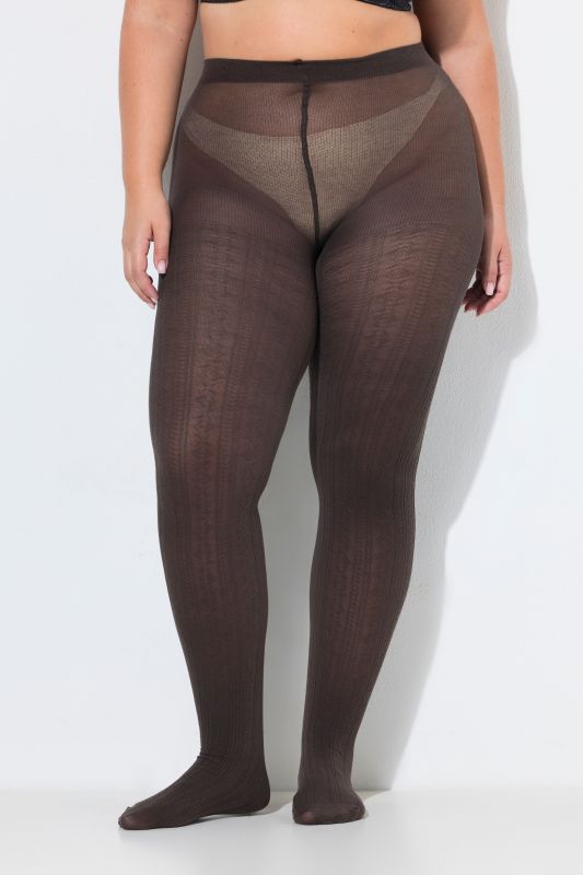 Textured Stretch Cotton Blend Knit Tights