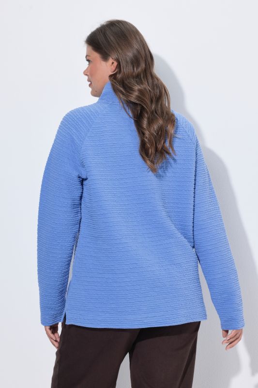 Textured Stripe Turtleneck  Sweatshirt