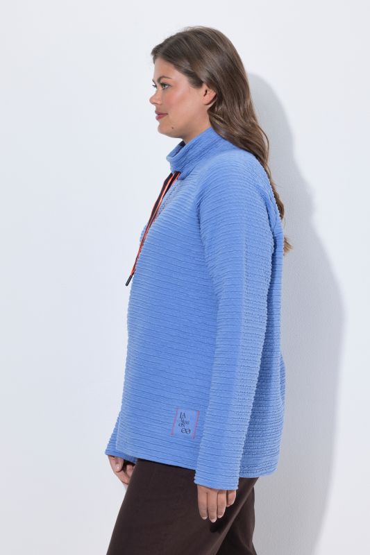 Textured Stripe Turtleneck  Sweatshirt