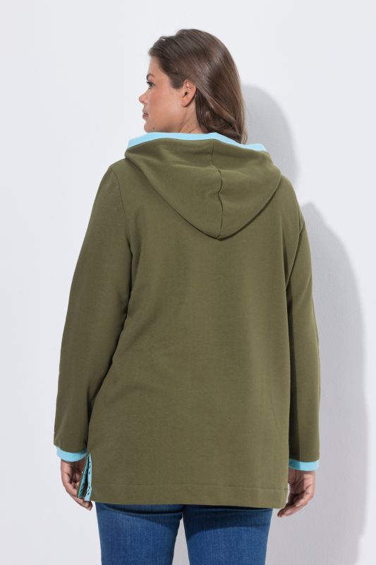 Long V-Neck Hooded Sweatshirt