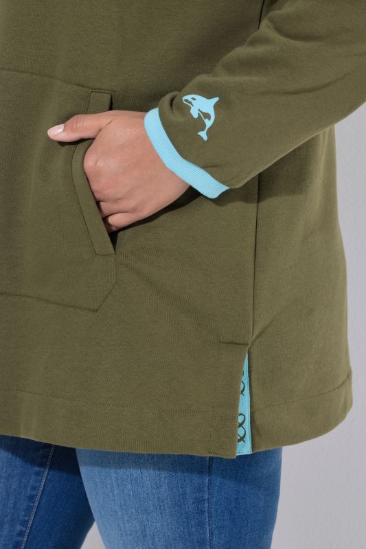 Long V-Neck Hooded Sweatshirt