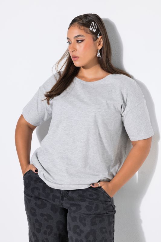 Round Neck Short Sleeve Relaxed Fit Cotton Tee
