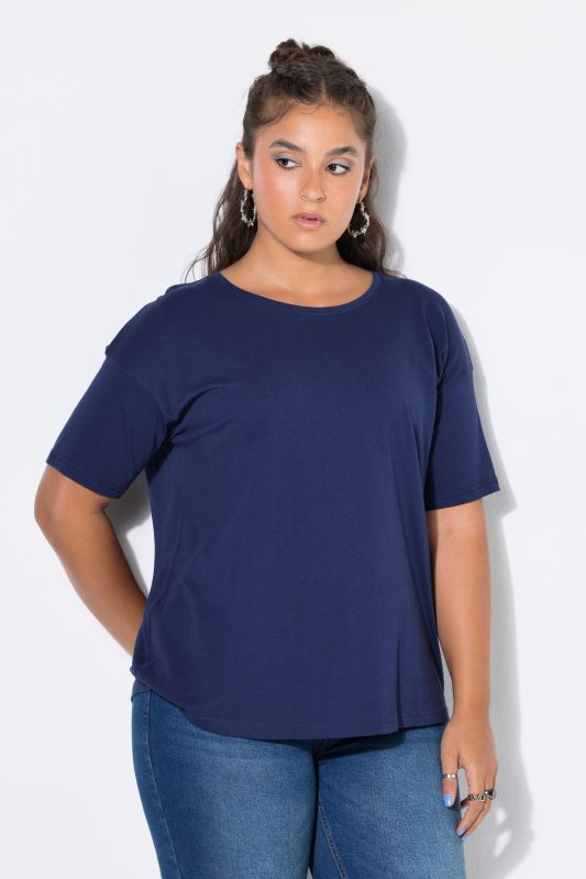 Round Neck Short Sleeve Relaxed Fit Cotton Tee