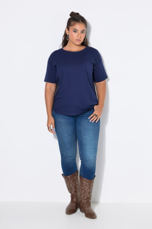 Round Neck Short Sleeve Relaxed Fit Cotton Tee