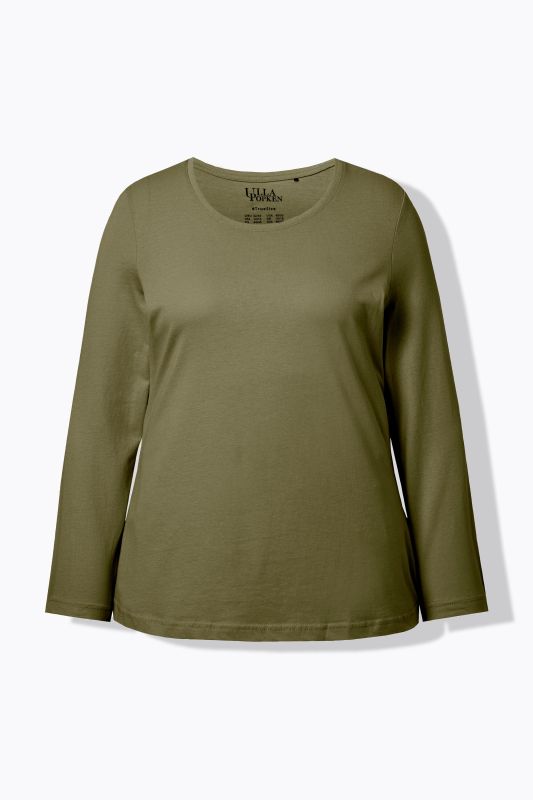Basic Round Neck Long Sleeve Slim Fit Cotton Tee