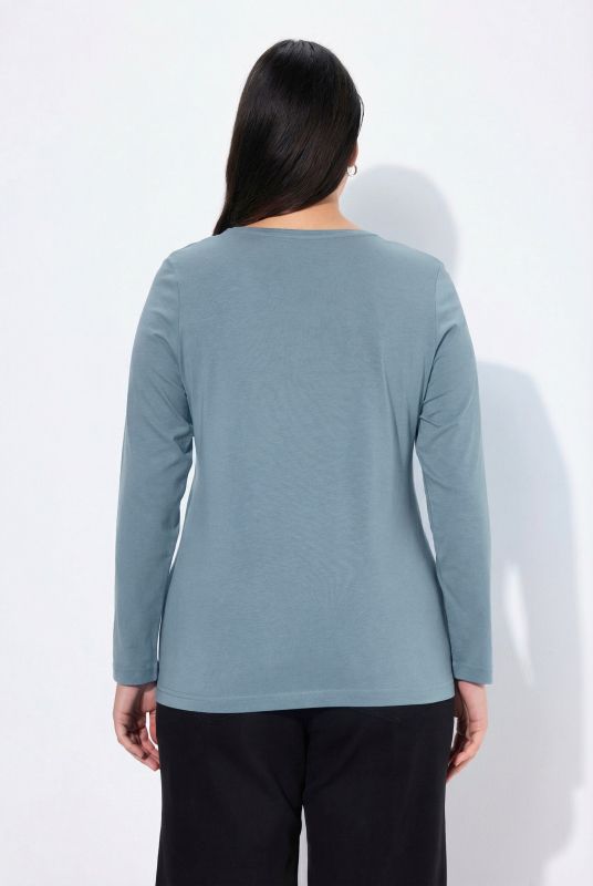 Basic Round Neck Long Sleeve Slim Fit Cotton Tee