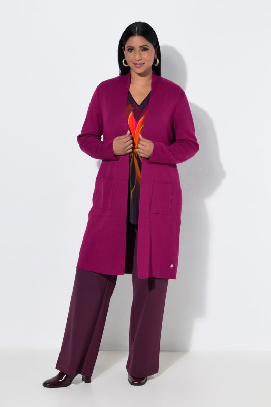 Long Pocket Open Front Cardigan Sweater