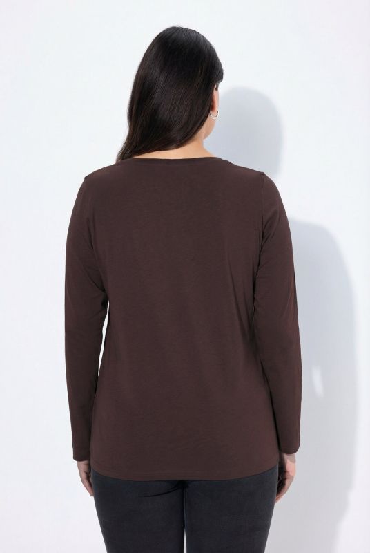 V-Neck Long Sleeves Slim Fit Cotton Knit Tee