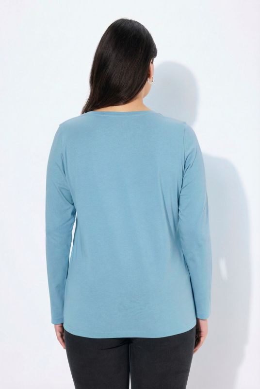 V-Neck Long Sleeves Slim Fit Cotton Knit Tee