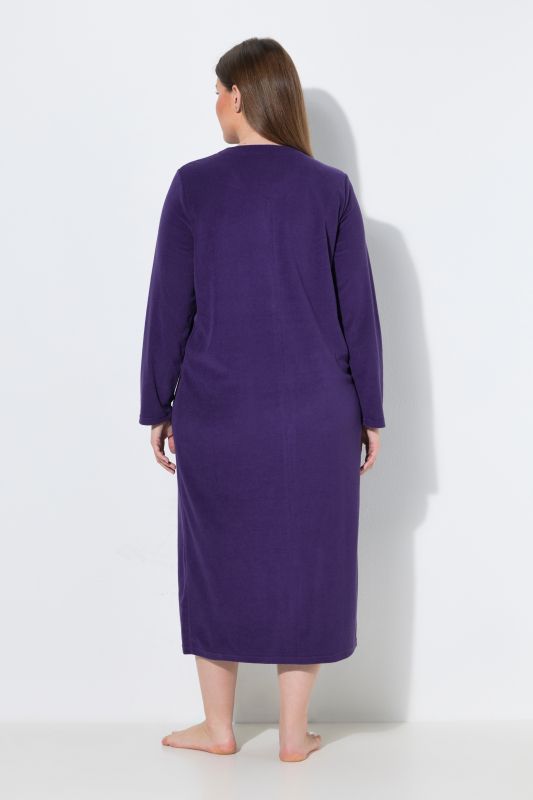 Long Zip Front Cotton Blend Terry Bathrobe