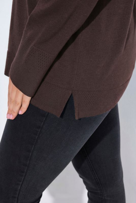Turtleneck Ribbed Trim Long Sleeve Sweater