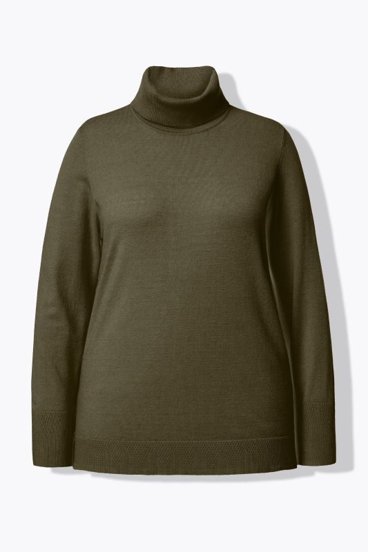 Turtleneck Ribbed Trim Long Sleeve Sweater