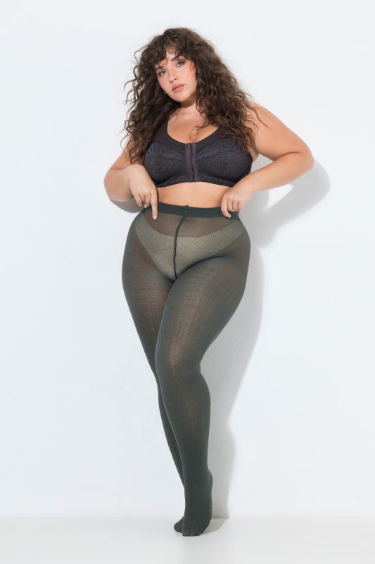 Textured Stretch Cotton Blend Knit Tights