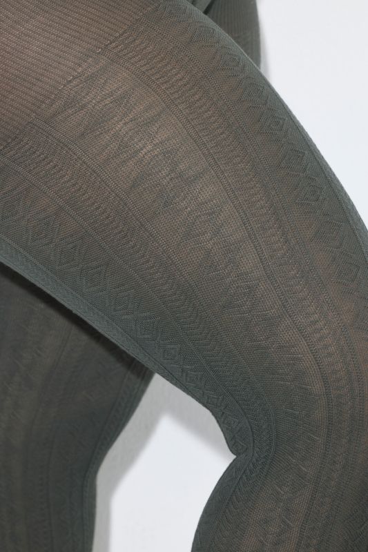 Textured Stretch Cotton Blend Knit Tights