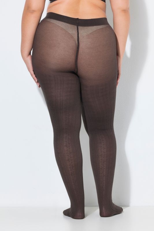 Textured Stretch Cotton Blend Knit Tights