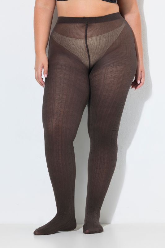 Textured Stretch Cotton Blend Knit Tights