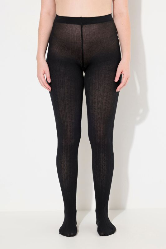 Textured Stretch Cotton Blend Knit Tights