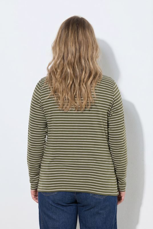 Eco Cotton Stripe Rib Knit Slim Fit Turtleneck