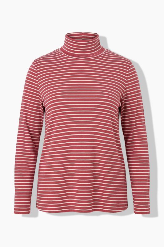 Eco Cotton Stripe Rib Knit Slim Fit Turtleneck