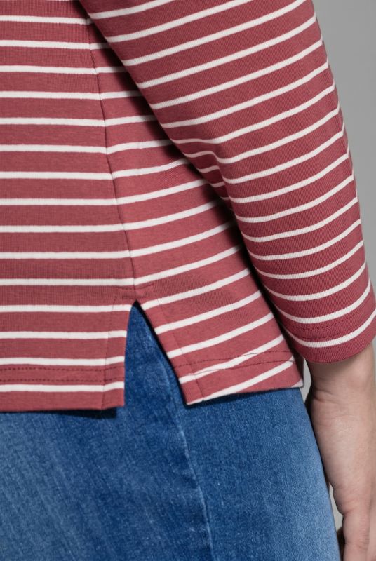 Eco Cotton Stripe Rib Knit Slim Fit Turtleneck