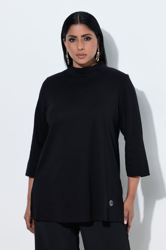 Pima Cotton 3/4 Sleeve Mock Turtleneck