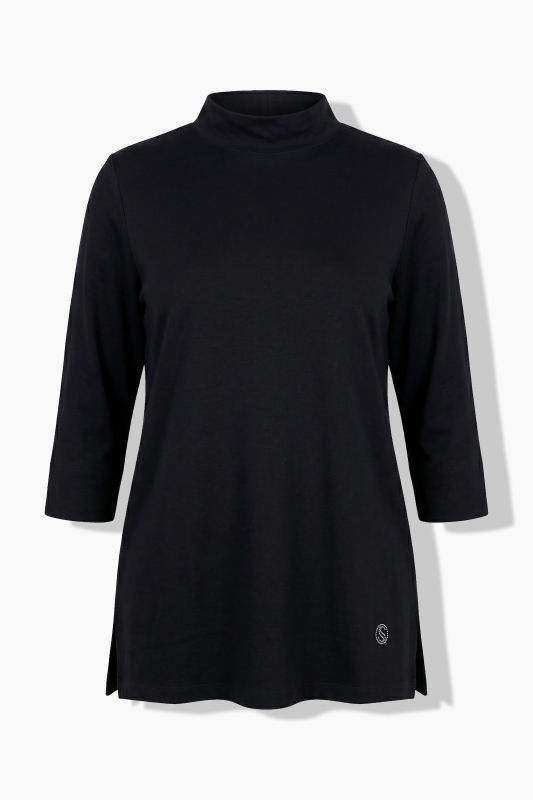 Pima Cotton 3/4 Sleeve Mock Turtleneck