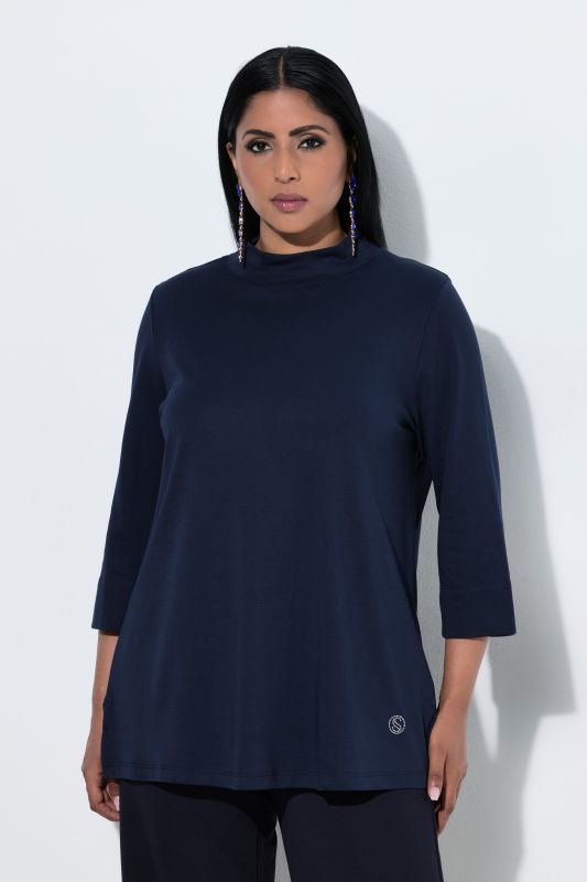 Pima Cotton 3/4 Sleeve Mock Turtleneck