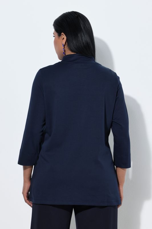 Pima Cotton 3/4 Sleeve Mock Turtleneck
