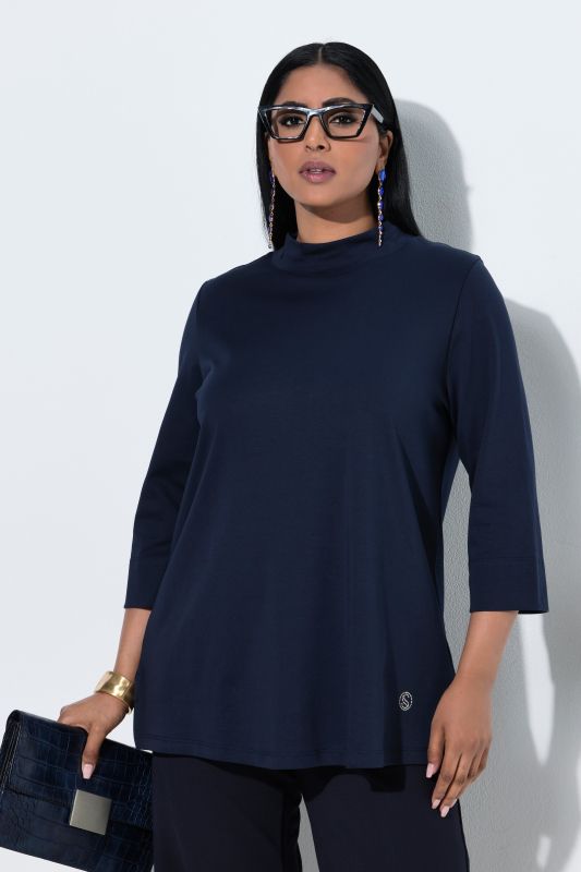 Pima Cotton 3/4 Sleeve Mock Turtleneck