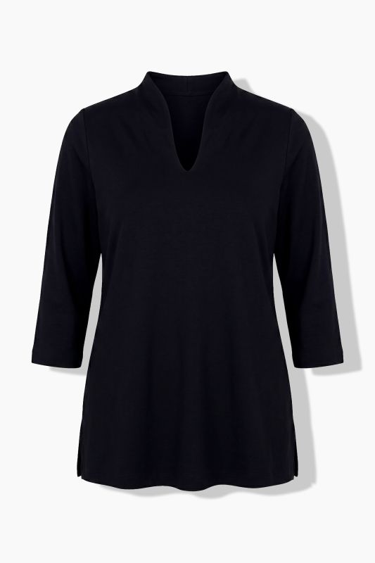 Pima Cotton Goblet Collar 3/4 Sleeve Tee