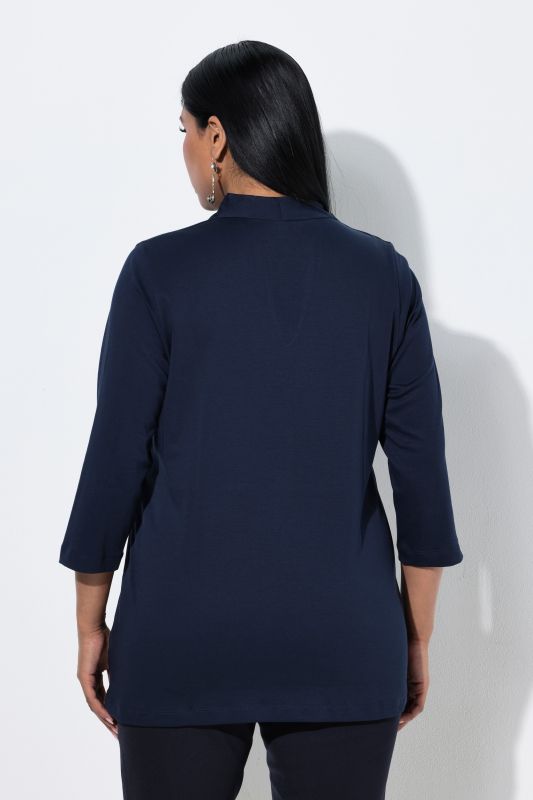 Pima Cotton Goblet Collar 3/4 Sleeve Tee