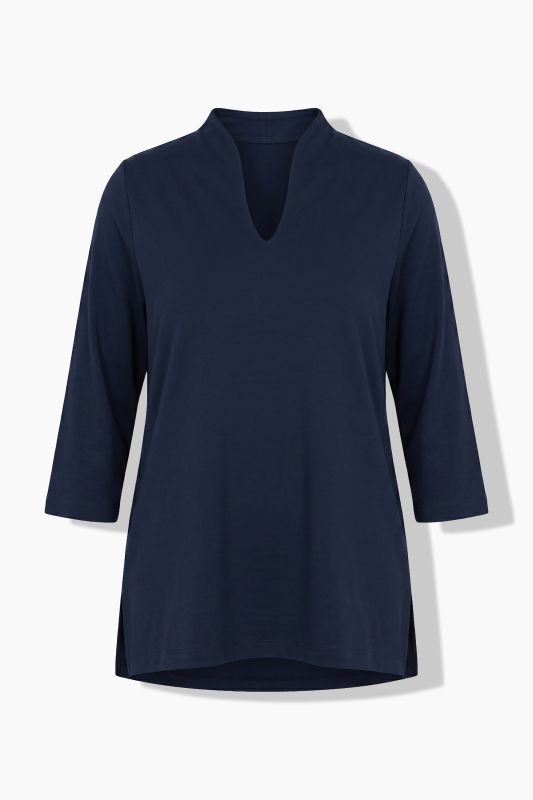 Pima Cotton Goblet Collar 3/4 Sleeve Tee