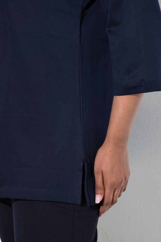 Pima Cotton Goblet Collar 3/4 Sleeve Tee