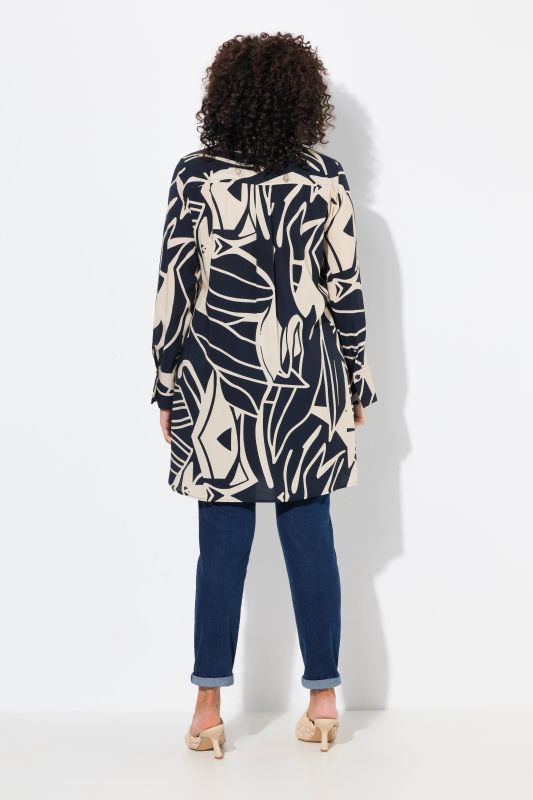 Abstract Print Long Sleeve Tunic Dress