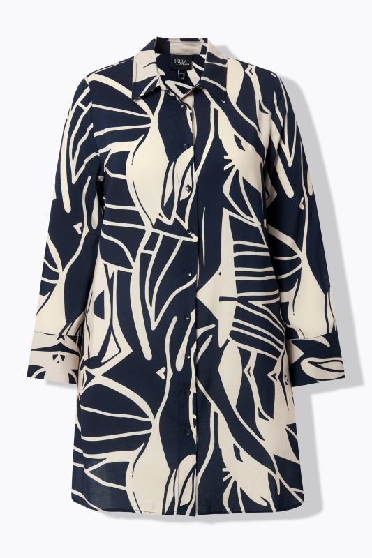 Abstract Print Long Sleeve Tunic Dress