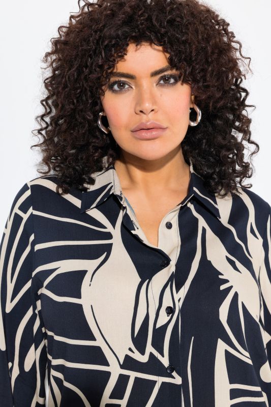 Abstract Print Long Sleeve Tunic Dress