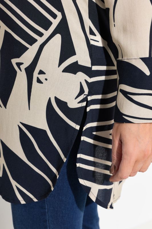 Abstract Print Long Sleeve Tunic Dress
